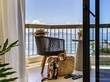 Balkon mit Meerblick im Hotel Fairmont an der Copacabana