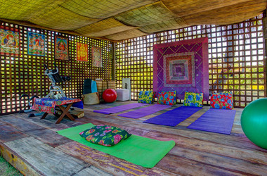 Yoga- und Meditationsbereich im Casa dos Arandis in Brasilien