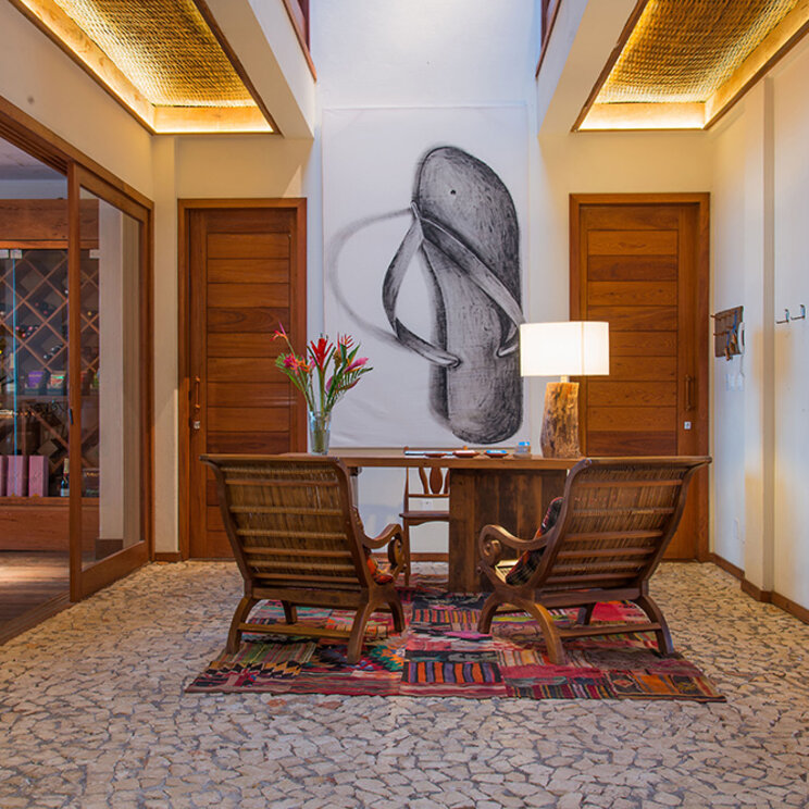 Wohnbereich einer Suite im Barracuda Boutique Hotels in Itacare, Brasilien